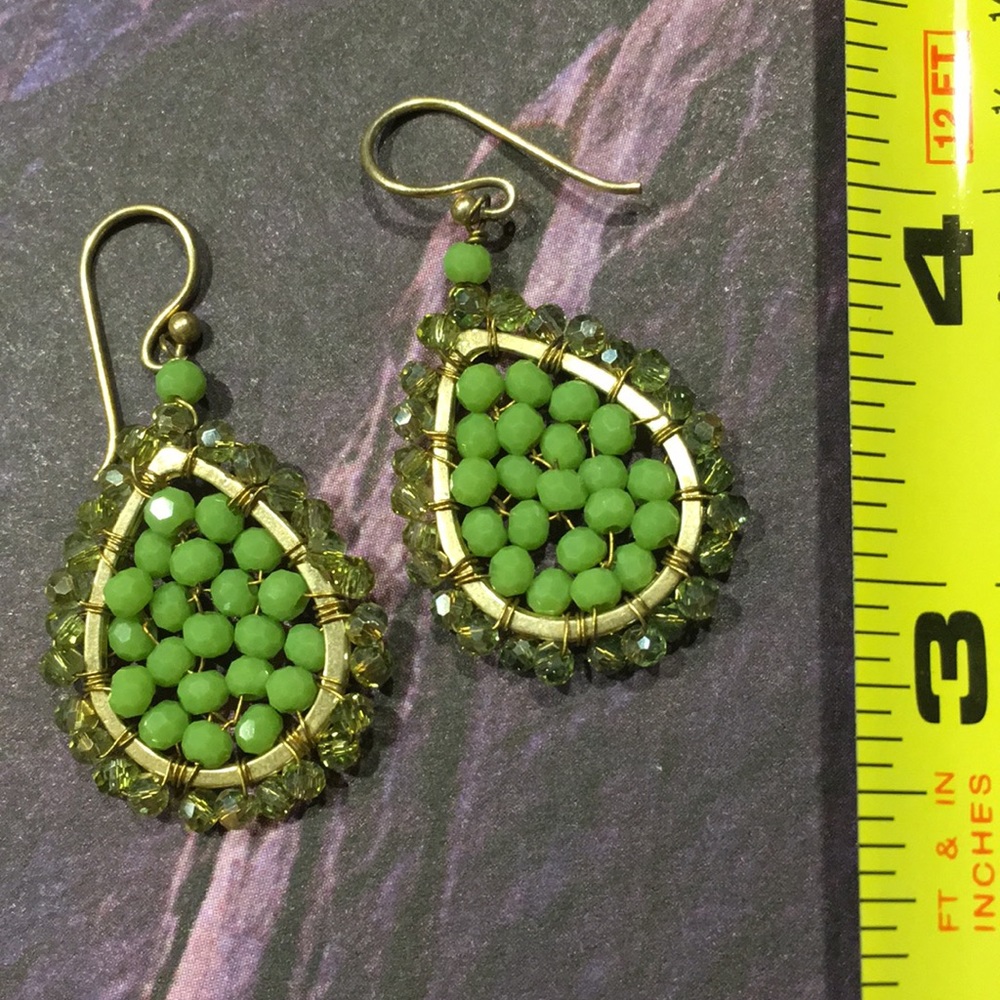 Lime Green Beaded Dangle Earring